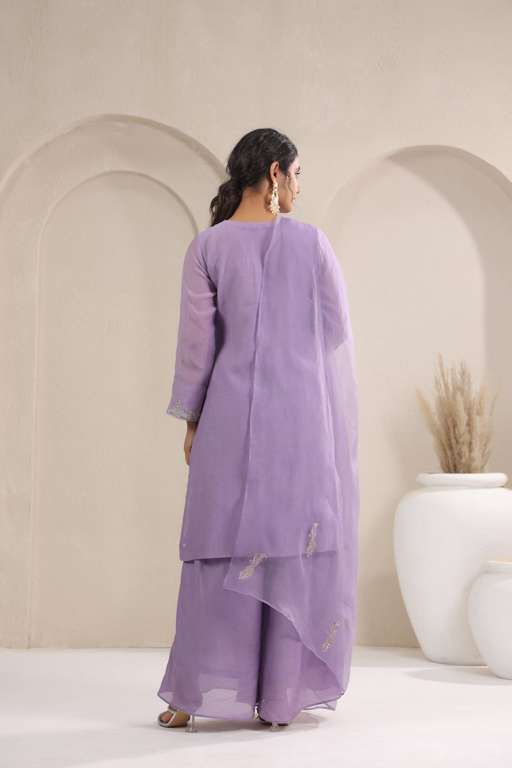 Lavender Dusk Organza  Kurta Set