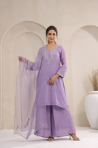 Lavender Dusk Organza  Kurta Set