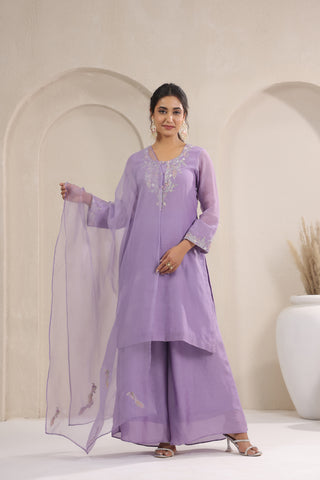 Lavender Dusk Organza  Kurta Set