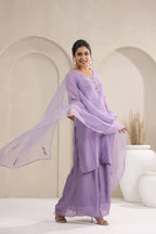 Lavender Dusk Organza  Kurta Set