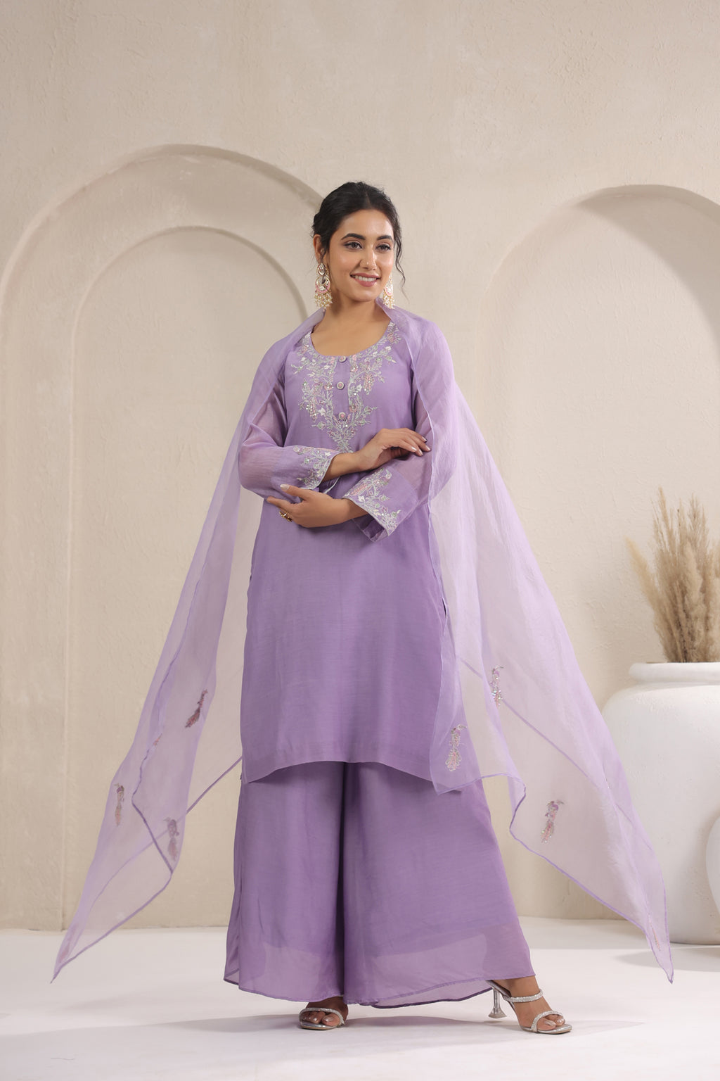 Lavender Dusk Organza  Kurta Set