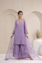 Lavender Dusk Organza  Kurta Set