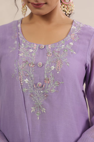 Lavender Dusk Organza  Kurta Set