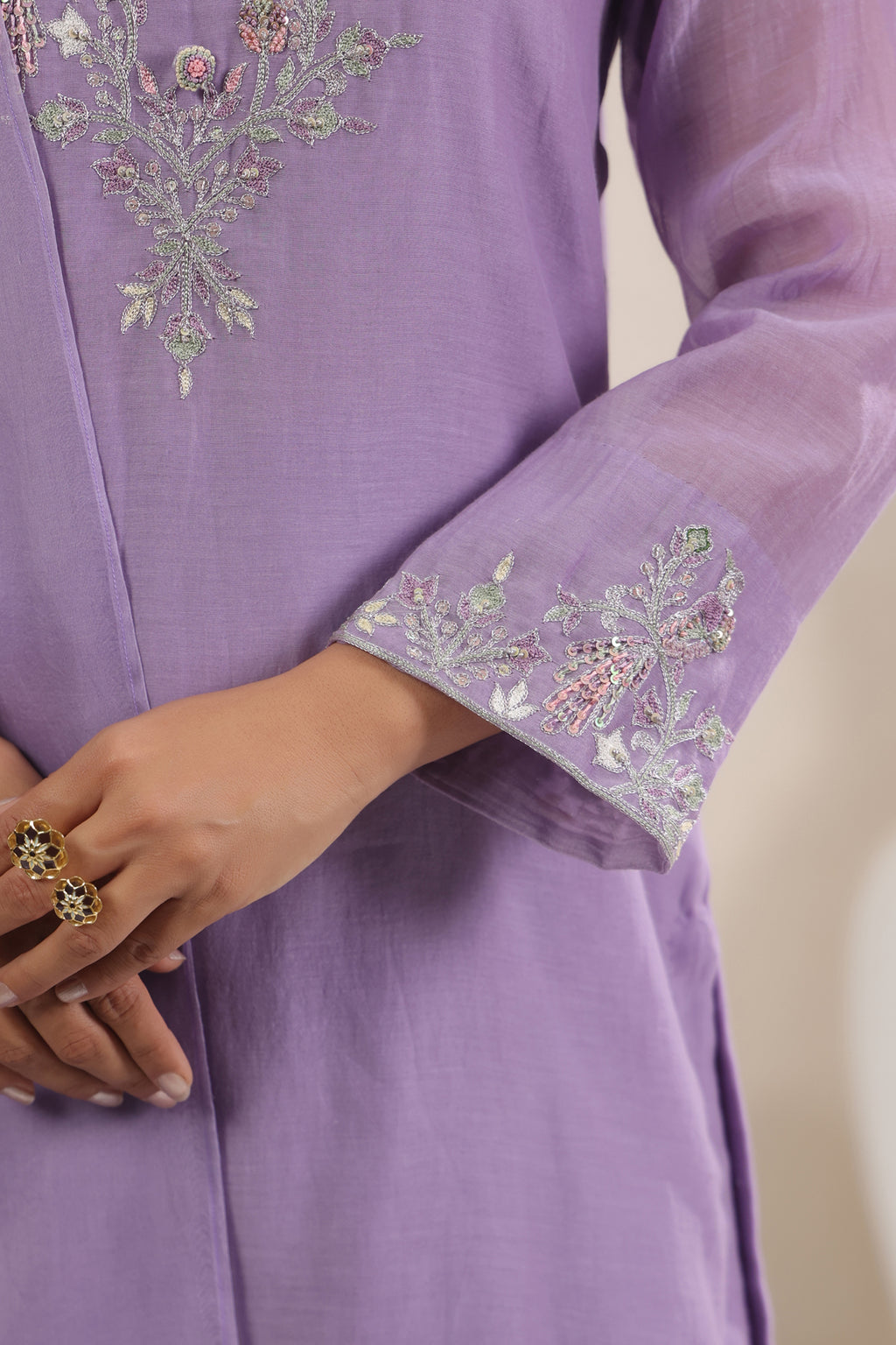 Lavender Dusk Organza  Kurta Set