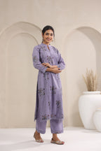 Hand Block, Printed Cotton Mauve Suit Set 3