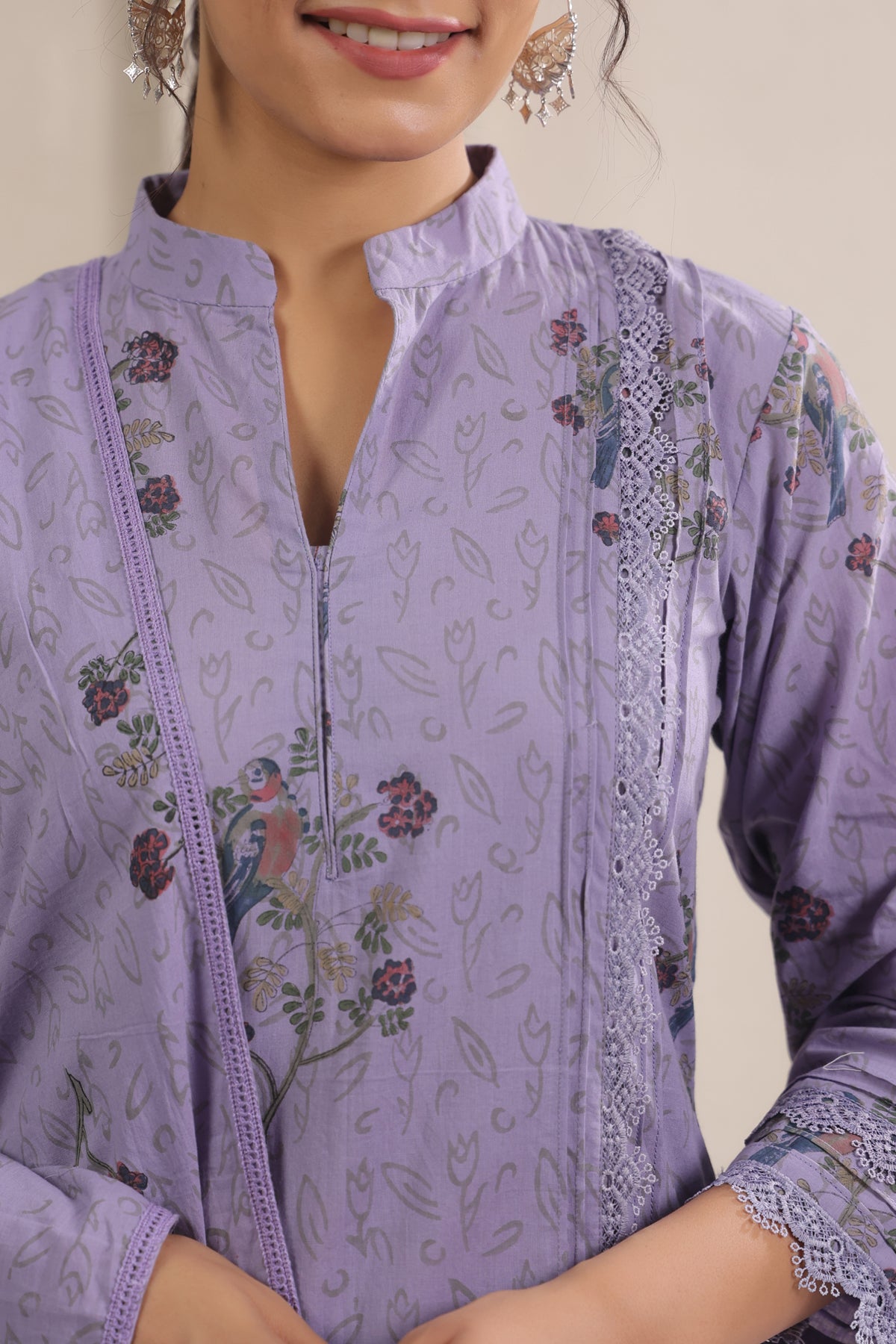 Hand Block, Printed Cotton Mauve Suit Set 3