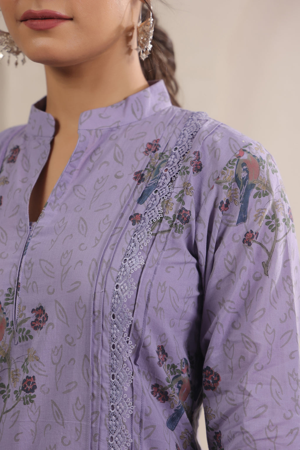 Hand Block, Printed Cotton Mauve Suit Set 3