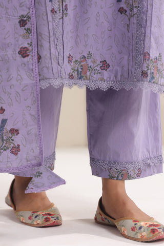 Hand Block, Printed Cotton Mauve Suit Set 3