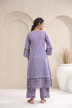 Hand Block, Printed Cotton Mauve Suit Set 3