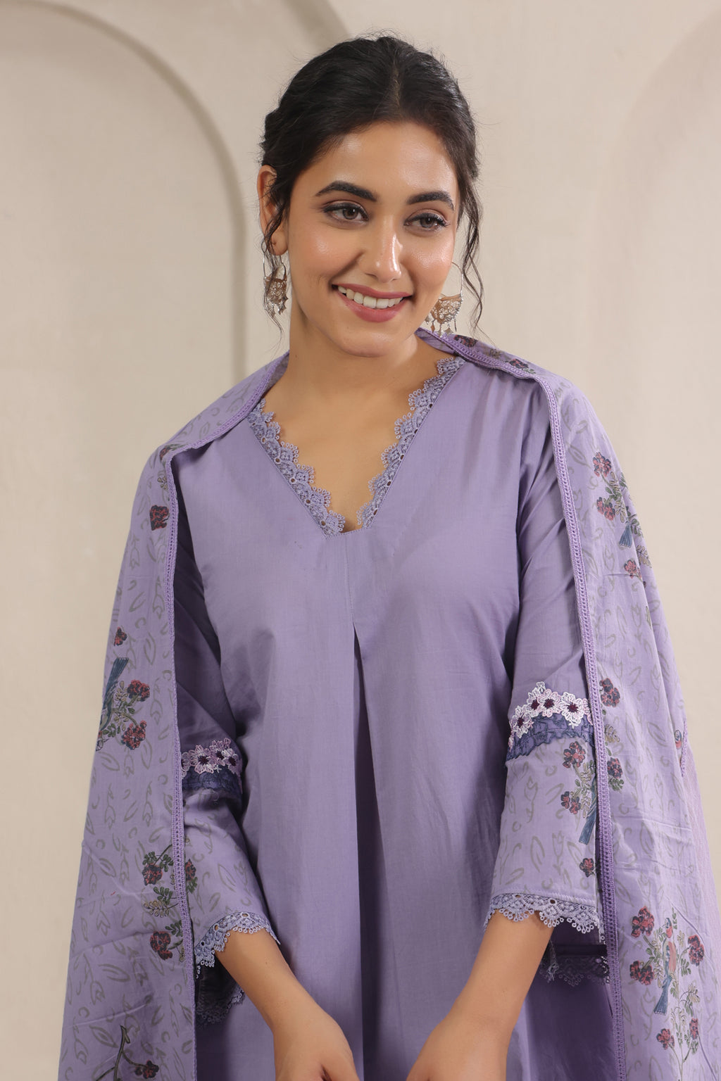 Hand Block, Printed Cotton Mauve Suit Set 3