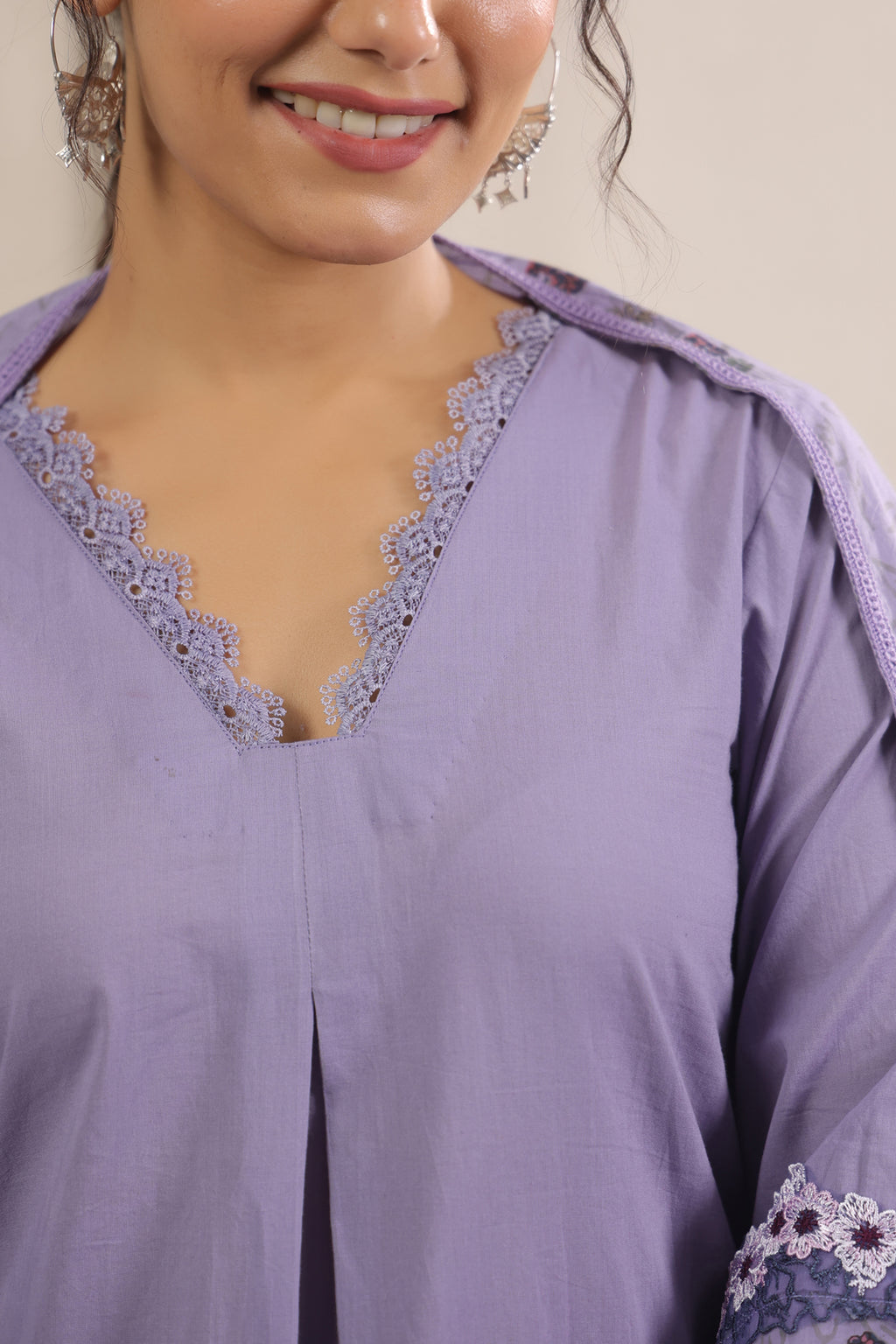 Hand Block, Printed Cotton Mauve Suit Set 3