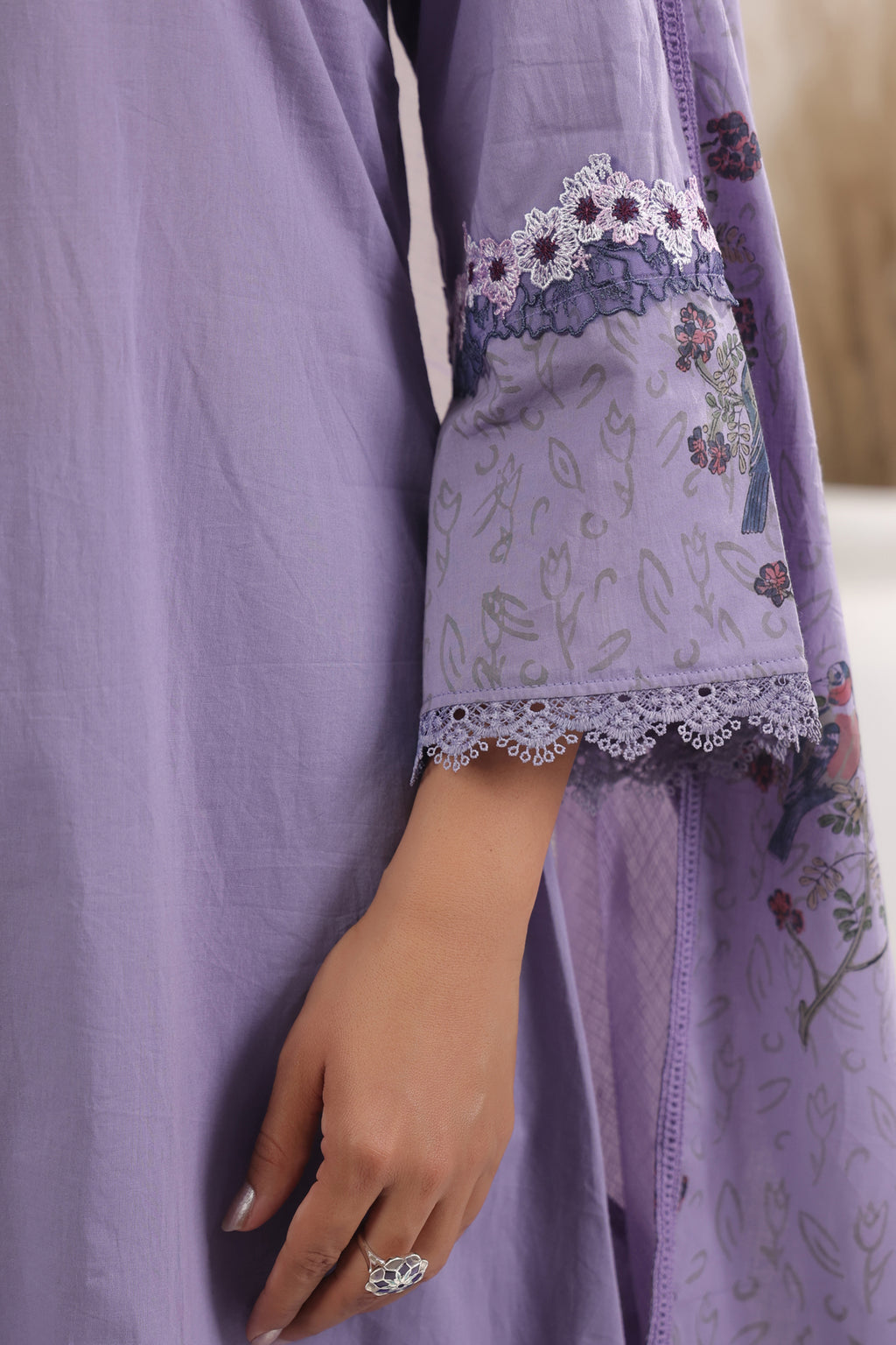 Hand Block, Printed Cotton Mauve Suit Set 3