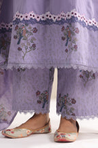Hand Block, Printed Cotton Mauve Suit Set 3