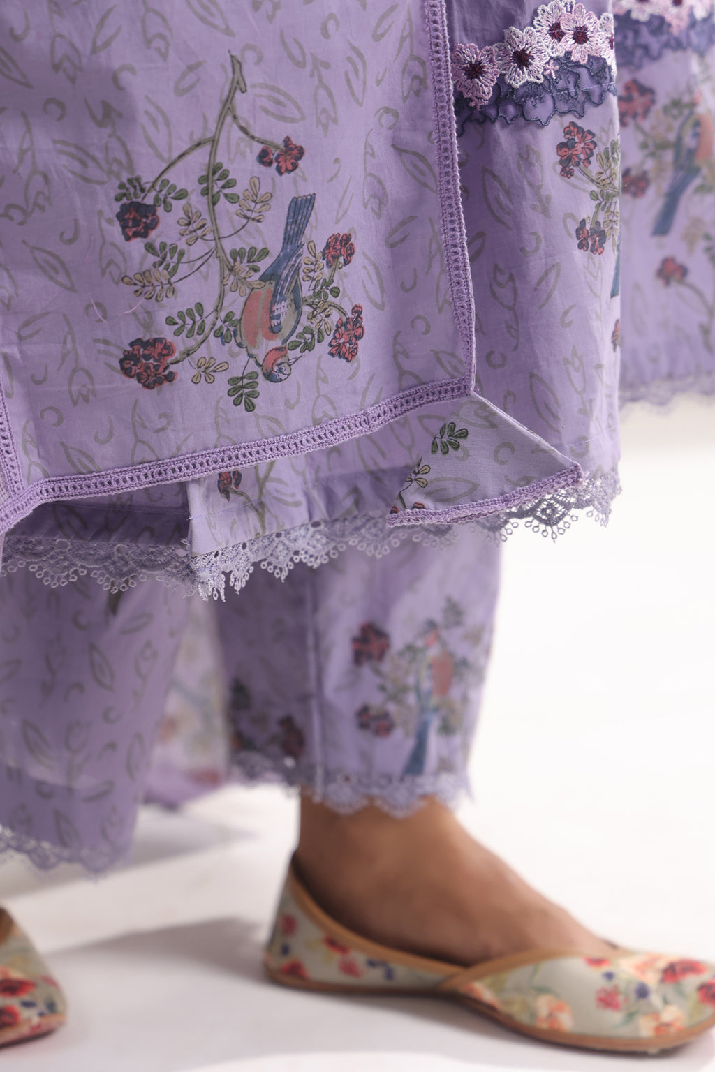 Hand Block, Printed Cotton Mauve Suit Set 3