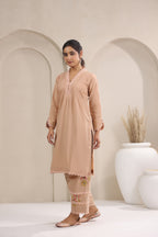 Hand Block, Printed Cotton Beige Suit Set 3