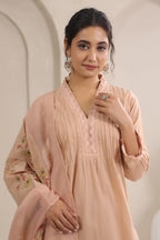 Hand Block, Printed Cotton Beige Suit Set 3