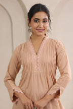 Hand Block, Printed Cotton Beige Suit Set 3