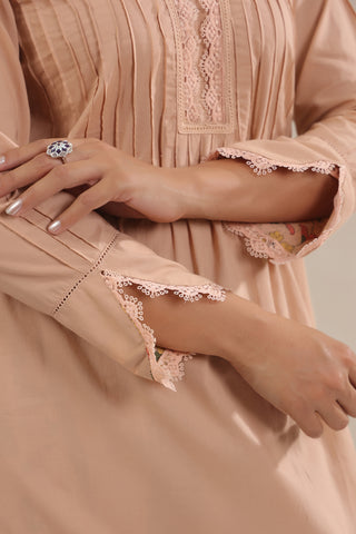 Hand Block, Printed Cotton Beige Suit Set 3