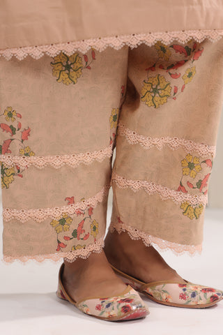 Hand Block, Printed Cotton Beige Suit Set 3