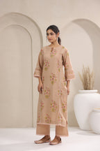 Hand Block, Printed Cotton Beige Suit Set 3