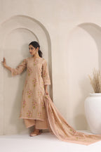 Hand Block, Printed Cotton Beige Suit Set 3