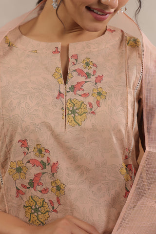 Hand Block, Printed Cotton Beige Suit Set 3
