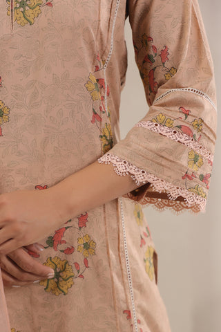 Hand Block, Printed Cotton Beige Suit Set 3
