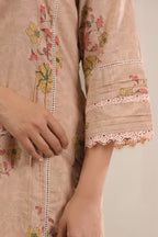Hand Block, Printed Cotton Beige Suit Set 3