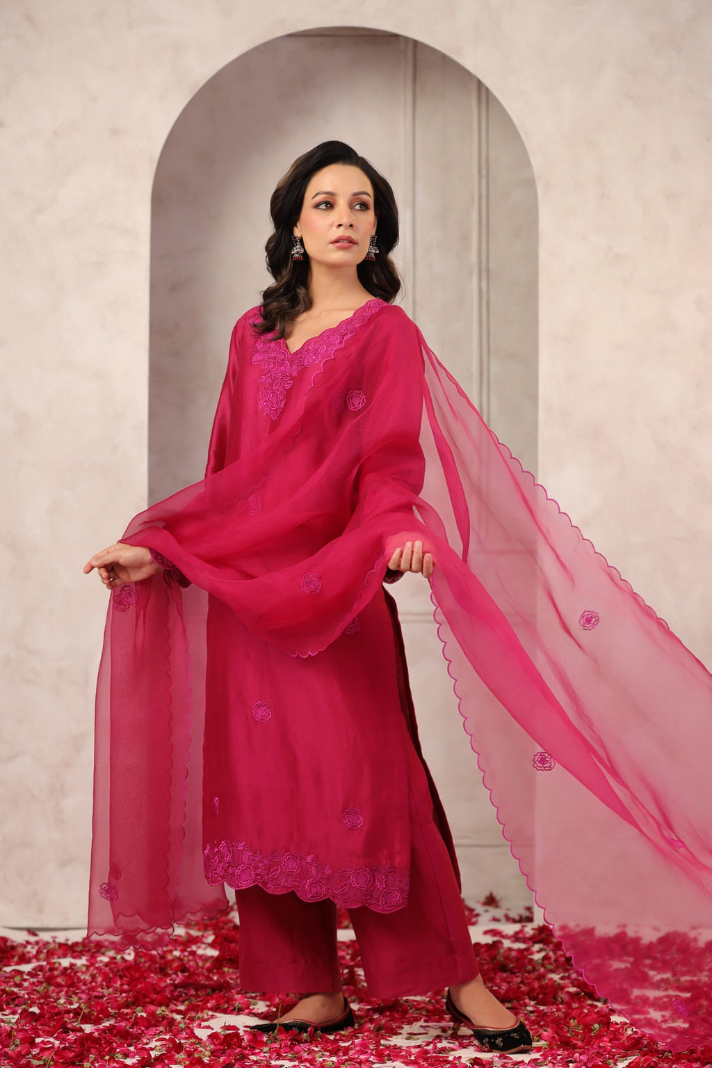 Floral Chanderi Suit Set