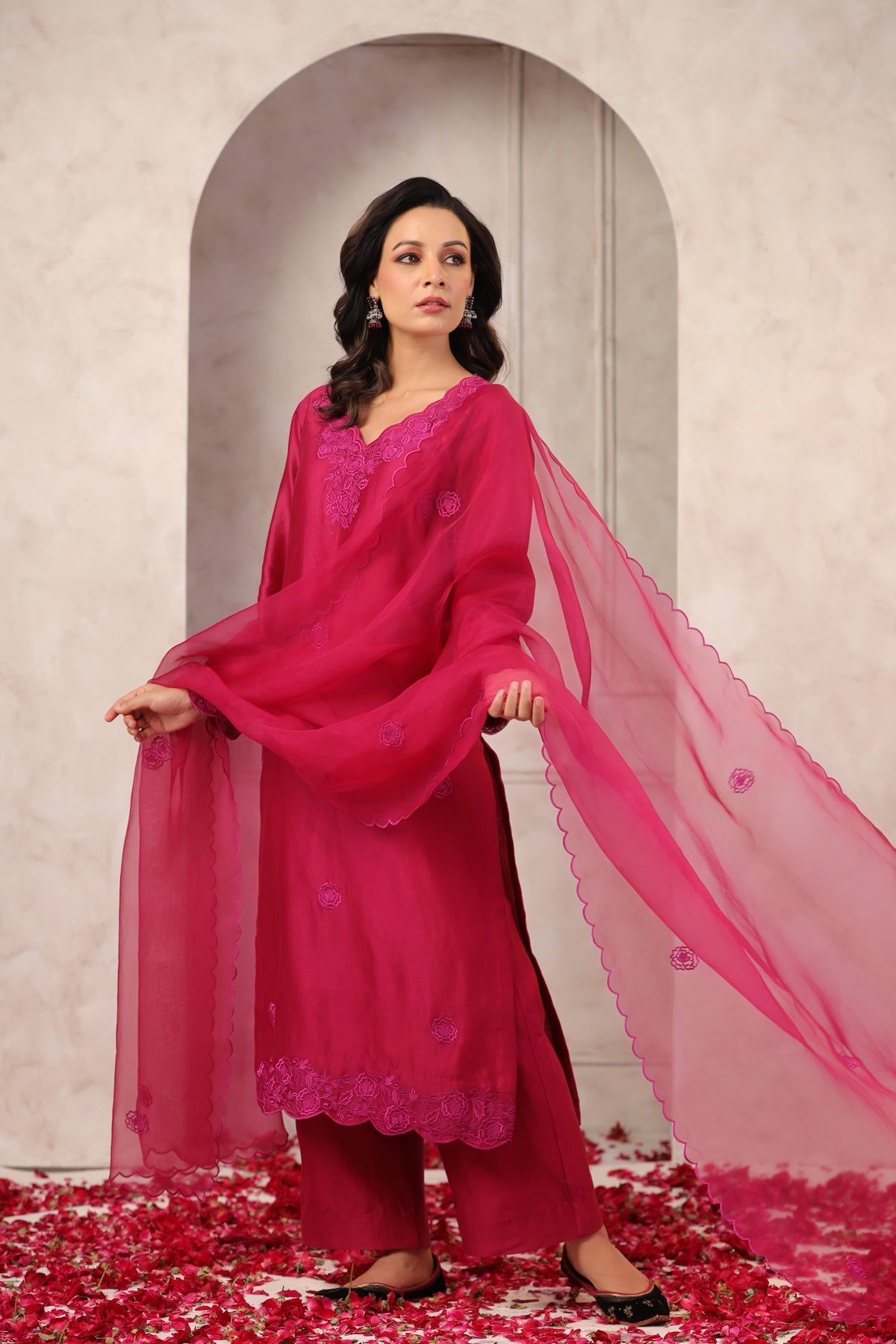 Floral Chanderi Suit Set