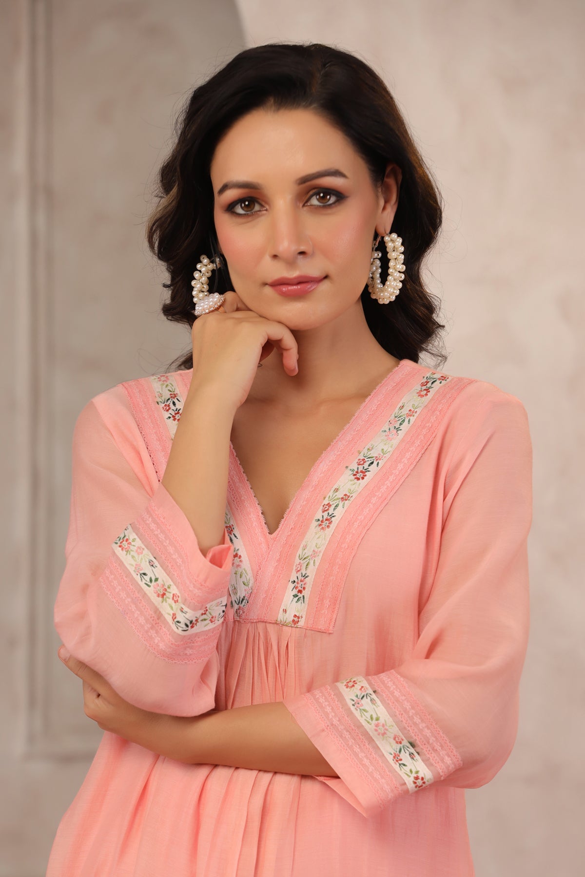 Peach Chanderi Co-ord Set Main image