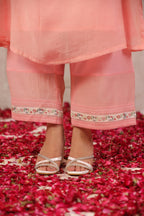 Peach Chanderi Co-ord Set