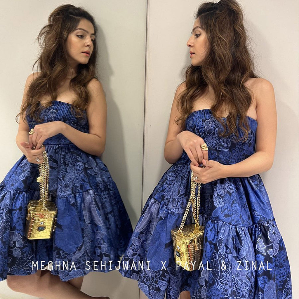 Meghna Sahijwani In jungle print tube dress
