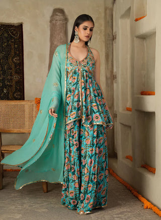 Suvarna Peplum Sharara Set