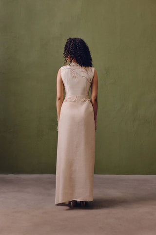 Silk Dress With Draped Wrap