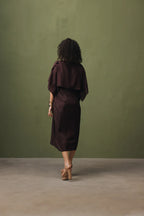 Cinnamon Silk Tie up Dress