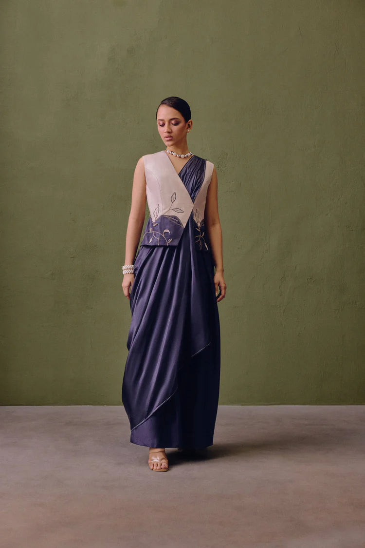 Frost Bloom Draped Waistcoat Set