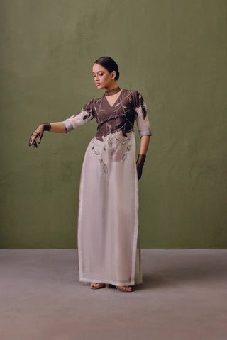 Colour Block Kurta With Pleated Trouser