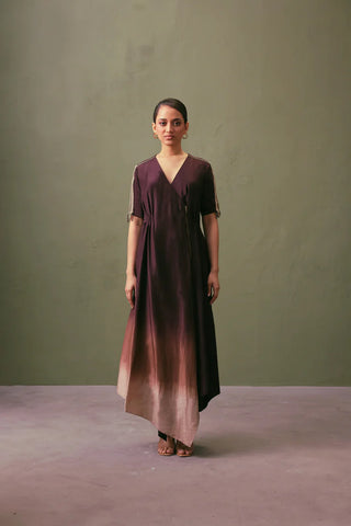 Silk Ombre Dress With Detailed Sleeve