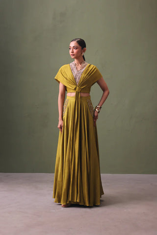 Silk Cape And Lehenga Set