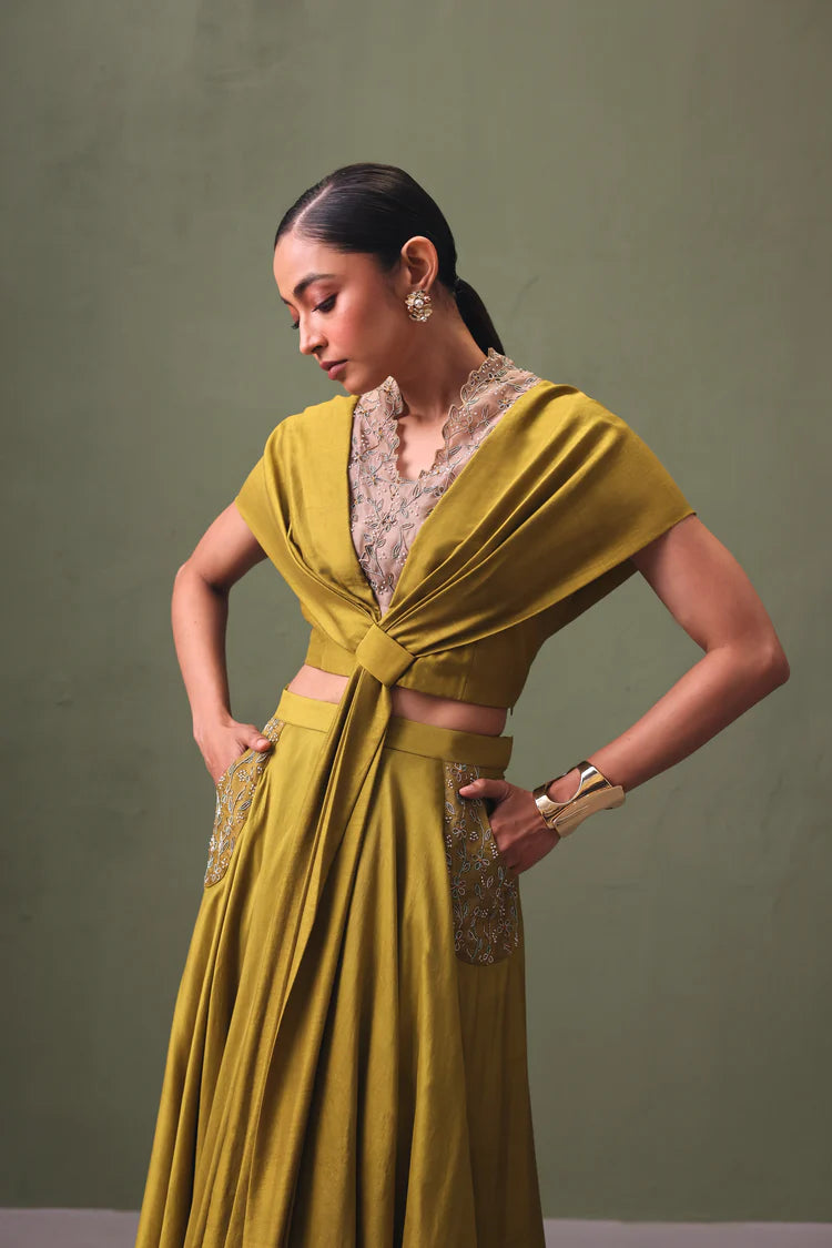 Sahara Silk Lehenga with Pocket Detailing