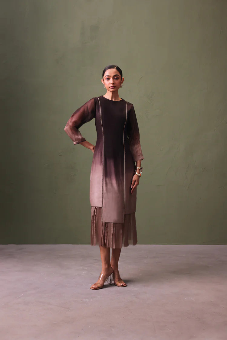 Ashen Glow Silk Dress