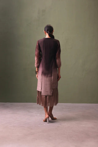 Silk Ombre Dress With Organza Hem