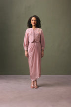 Rose Ripple Draped Skirt Set