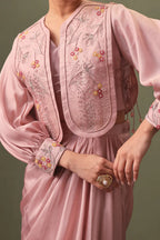 Rose Ripple Draped Skirt Set