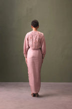 Rose Ripple Draped Skirt Set