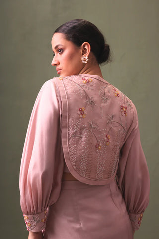 Skirt Set With Hand Embroidered Bib Top