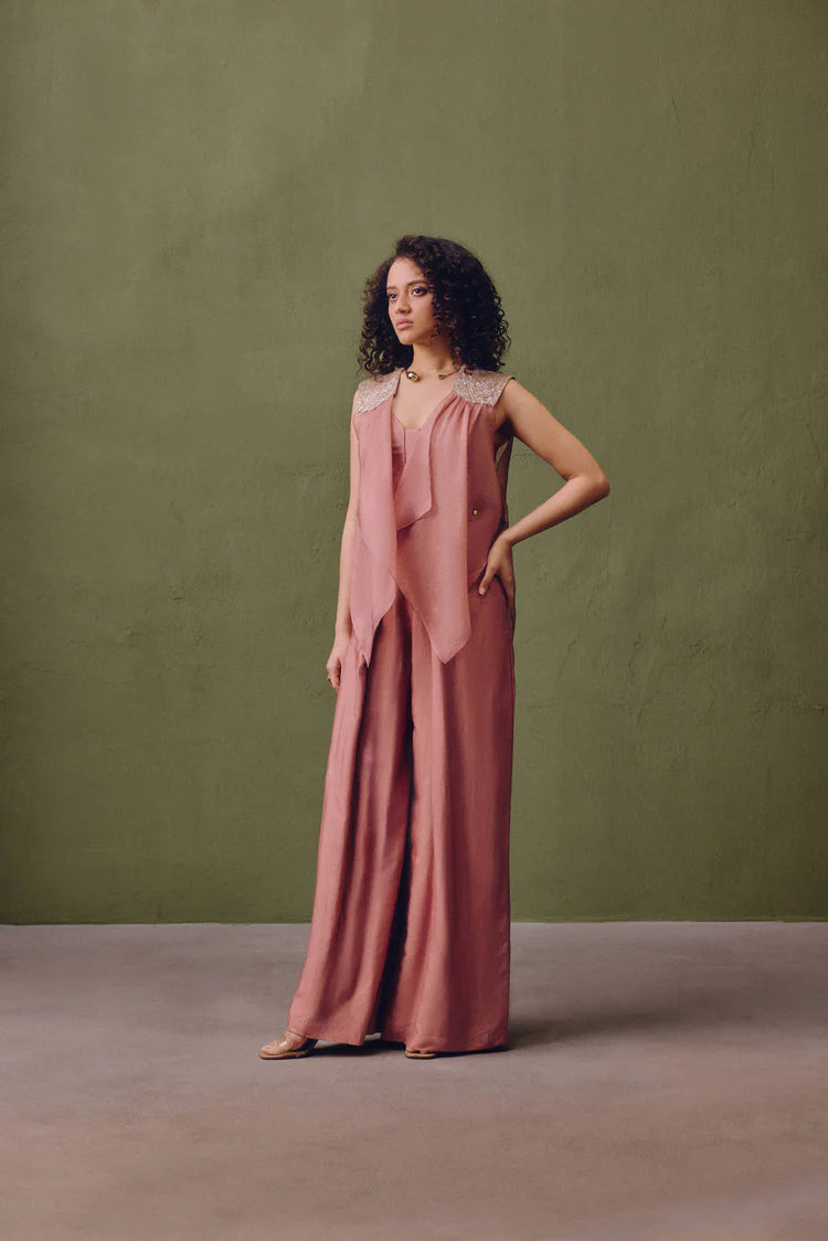 Sakura Embroidered Silk Jumpsuit