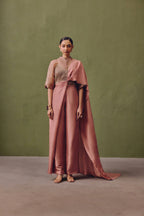 Coral Symphony Draped Pant Set