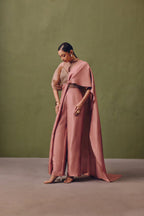 Coral Symphony Draped Pant Set